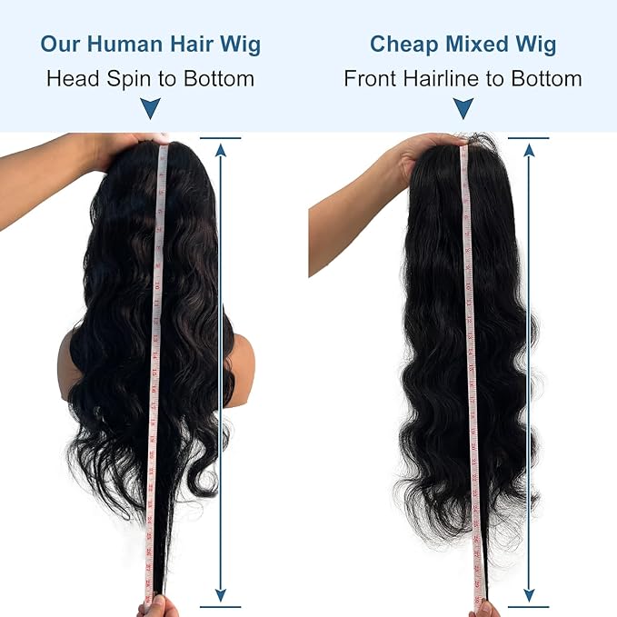 13x6 Lace Front Wigs Human Hair Body Wave Wig, 100% Human Hair [2-year life] 28 Inch Body Wave Lace Front Wigs Natural Black Color HD Lace Frontal Wigs for Black Women 200% Density