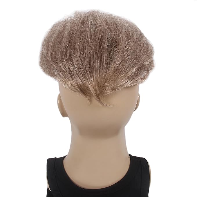 H&Bwig Men Short Toppers Hairpiece Clip in Hair Extensions for Covering White Loss Hair Toupee (Blonde6060#8-26-613)