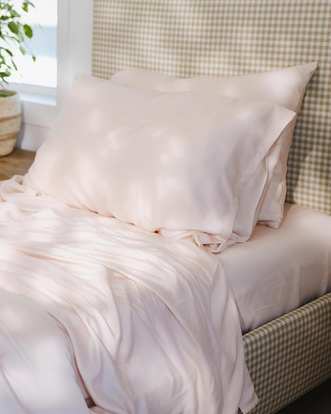 Cozy Earth King Pillowcases Set of 2 - Made of 100% Viscose from Bamboo, Ultra-Soft & Luxury, Woven from Naturally Breathable & Lightweight Fabric - Peony