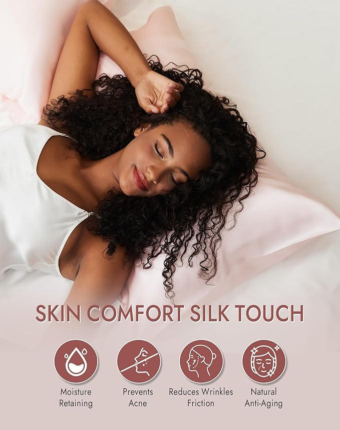 SilkSilky 100% Mulberry Silk Pillowcase - Pure 22 Momme High-Grade 6A Fibers for Hair & Skin, Envelope Closure, Natural, Organic, Breathable & Cooling Pillow Case (King, Pink)