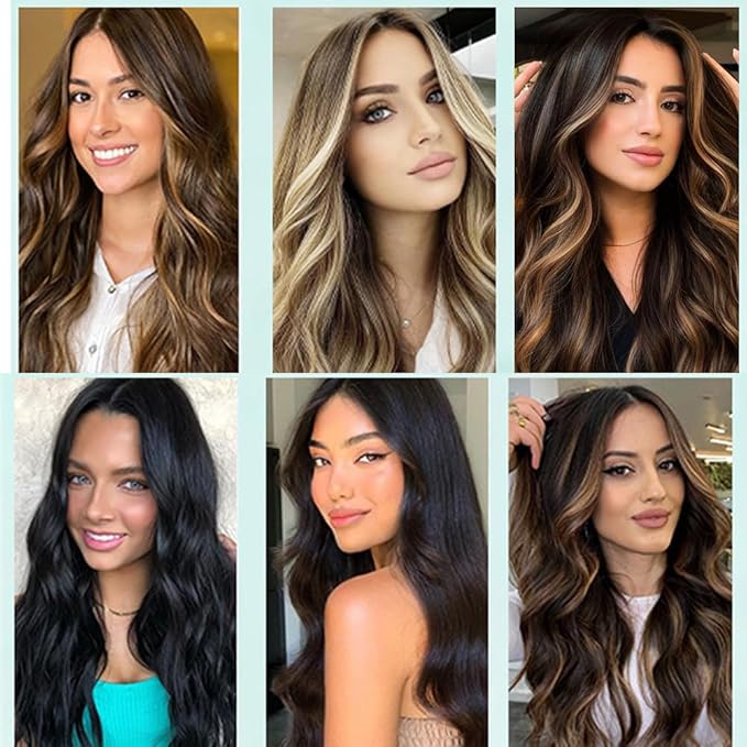 Balayage Clip in Hair Extensions Real Human Hair Straight Remy Human Hair Clip ins for Women, Natural Soft Human Hair, 8Pcs 120g, 20inch #1B/6/1B Balayage Natural Black to Chestnut Brown