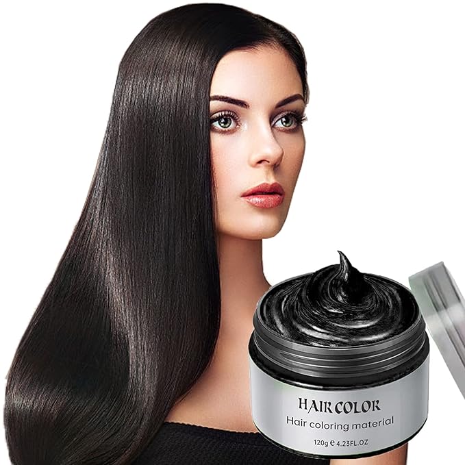 Black Hair Spray,Temporary Hair Color Dye,Hair Color Spray Wax, Natural Hair Coloring Wax Material Disposable Hair Styling Clays Ash for Cosplay,Party,Masquerade, Halloween.etc (Black, 1 Pack)