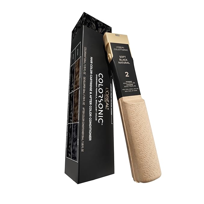 L'Oreal Paris Colorsonic Permanent Hair Dye Cartridge, Vibrant Hair Color for Root Touch Up, Gray Coverage or All Over Color in just 5 Minutes, 2 Soft Natural Black (Coloring Device Sold Separately)
