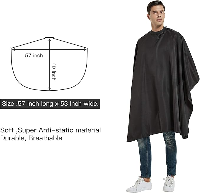 Salon Hair Cutting Cape with Soft Silicon Neck Collar, Professional Anti-static Barber Cape