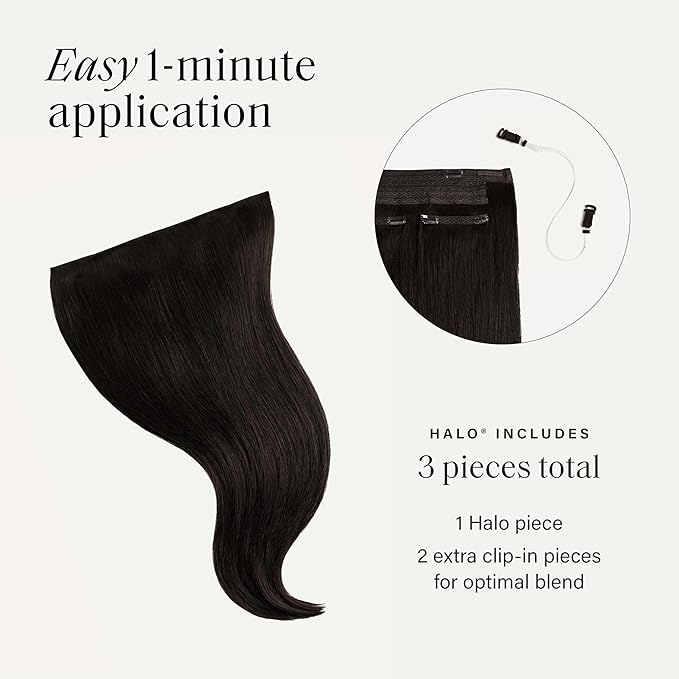Luxy 100% Remy Human Hair – Halo Clip-In Hair Extensions –Natural Looking Volume & Length - One-Piece - Easy 5-Min Application 140 grams 16" Mocha Brown Halo