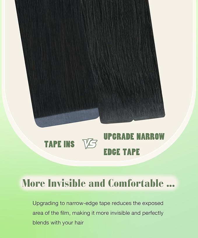 SURNEL Tape in Hair Extensions Straight Remy Tape in Hair Extensions Human Hair Color 1 Jet Black 18 inch 20pcs 50g(#1-18)