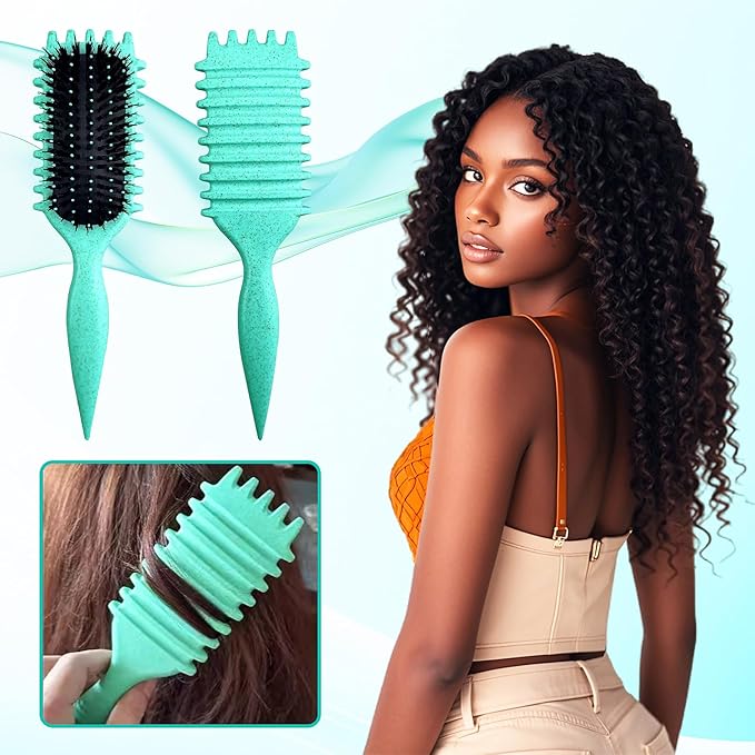Candy Brush,Curly Hair Brush,Curl Defining Brush,2025 Boar Bristle Hair Brush for Combing and Shaping,Reduce Pulling and Curl Separation For Defined Curls(green)