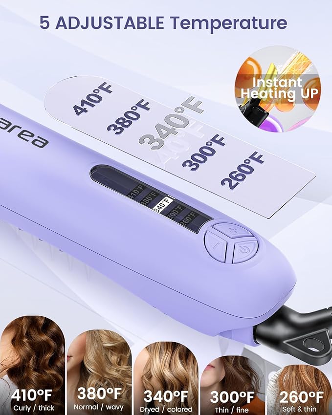 Rotating Curling Iron 3 in 1 Set, Automatic Curling Wand with 3 Interchangeable Ceramic Barrels(0.75" - 1.25"), Instant Heating Hair Culer with 5 Adjustable Temp, Include Heat Resistant Glove & Clips