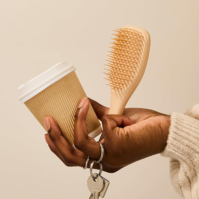 Tangle Teezer Ultimate Detangler Hairbrush, Eliminates Knots & Reduces Breakage, Mini Hair Brush for Travel, Small Hands & All Hair Types, Oat Cream