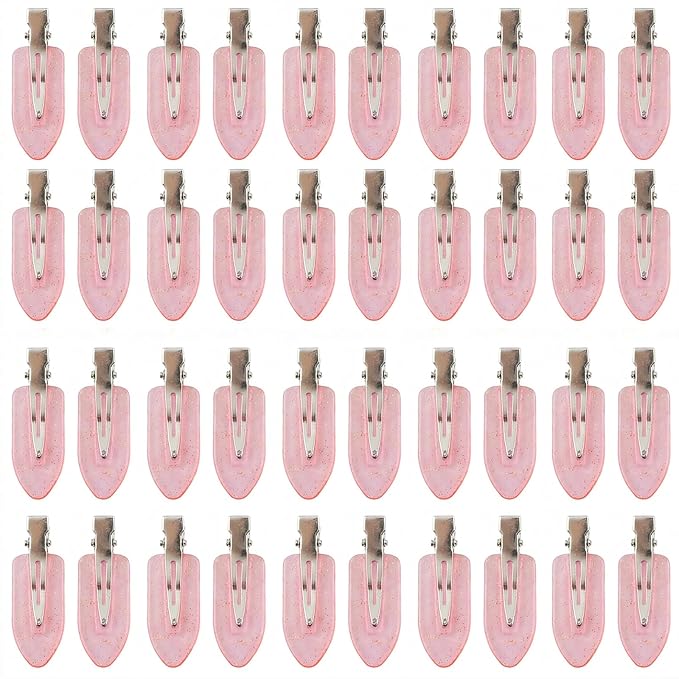 No Crease Hair Clips Makeup Pin Curl Clip Bulk 40Pcs Multicolor No Bend Dent Bang Creaseless Hair Clips for Makeup Application Bangs Hairpin Setting Pins Clip for Women Styling (Translucent Pink)