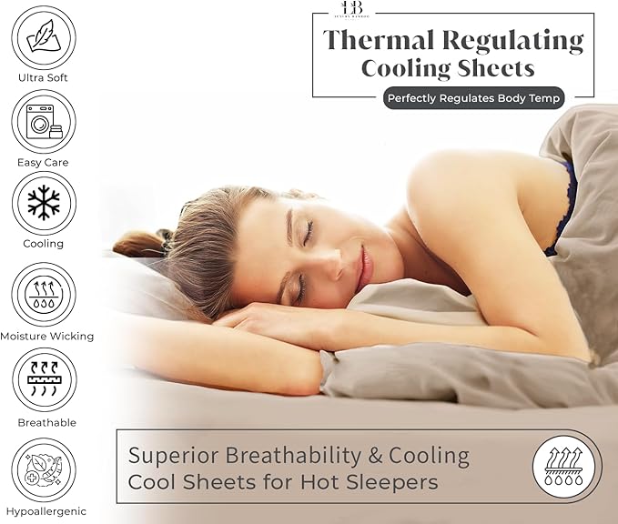 Luxury Bamboo Market | King Envelope Pillowcase Set | 100% Viscose Made from Bamboo | Organically Grown | Ultra Soft | Cooling | 2pcs [Dune]