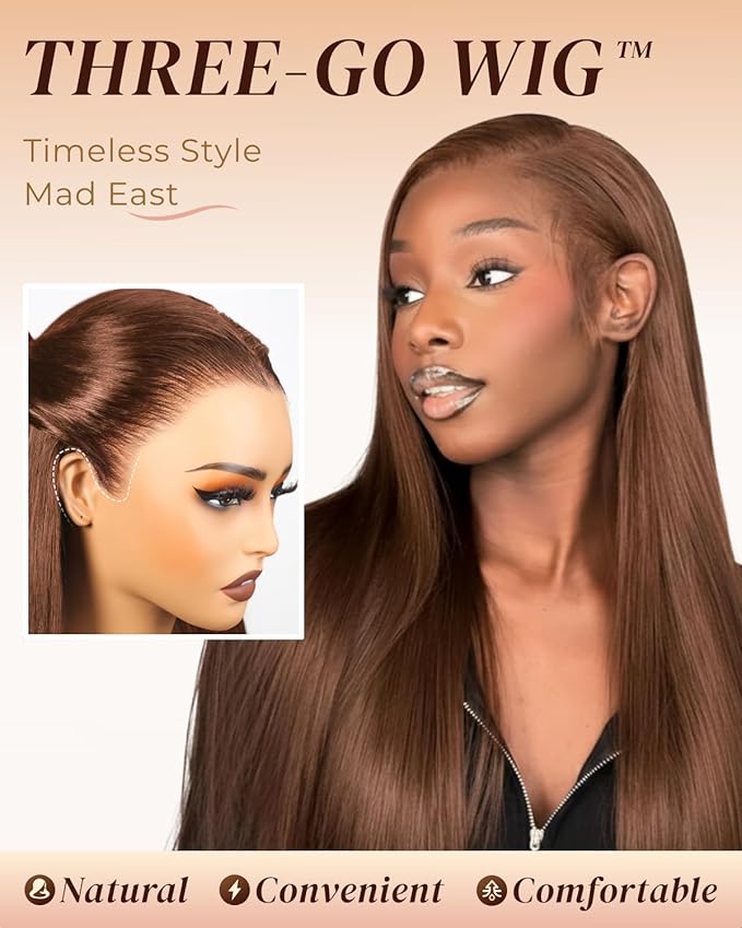 Arabella 13x6 Chocolate Brown Lace Front Wig 210% Brown Glueless Wig Human Hair Real HD Lace Front Wig True Pre Plucked Pre Bleached Pre Cut Glueless Wig (20inch,13x6 Chocolate Brown Straight wig)