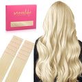 WENNALIFE Tape in Hair Extensions Human Hair Platinum Blonde Tape in Extensions, 10pcs 30g 20 inch Remy Invisible Tape Ins Straight Soft Real Human Hair Tape in Extensions Refill Set Extensions