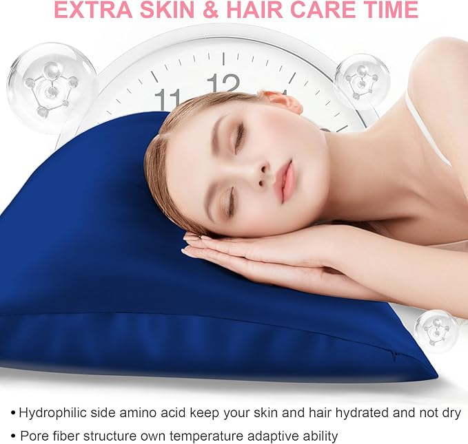 Mulberry Silk Pillow Cases Queen Size with Hidden Zipper, Ultra Smooth and Soft Breathable Cooling Silk Satin Pillowcase for Hair and Skin, Gifts for Women Men (Royal Blue, 20x30 Inches, 1 Pack)