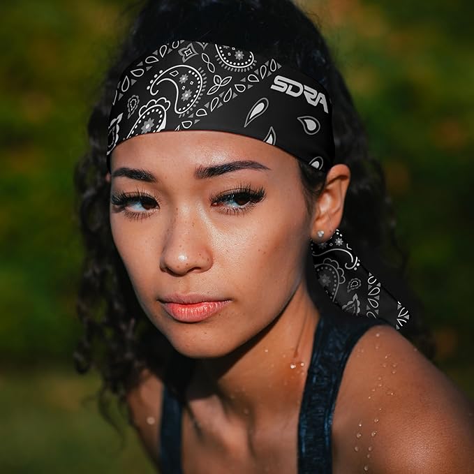 Suddora Paisley Print Bandana Headband, Multi-sport Boho Style Bandana, Non-slip Fabric, Unisex Head Accessory for Bikers