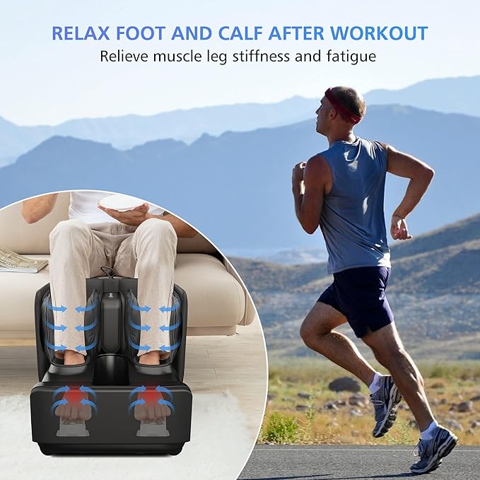 COMFIER 2 in 1 Foot Massager Machine,Shiatsu Foot and Calf Massager with Heat,Kneading,Vibration,Compression Massagers for Feet,Ankle,Leg,Tired Muscles & Plantar Fasciitis,Christmas Gift for Men Women