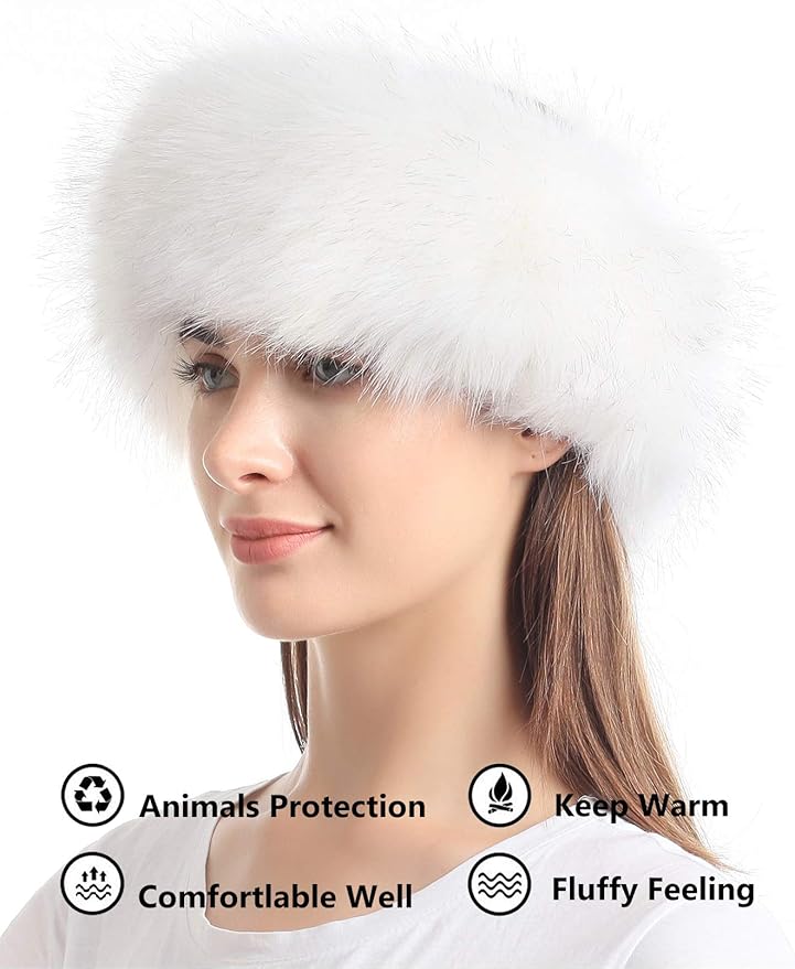 sy soul young Faux Fur Headband with Elastic for Women's Winter Earwarmer Earmuff