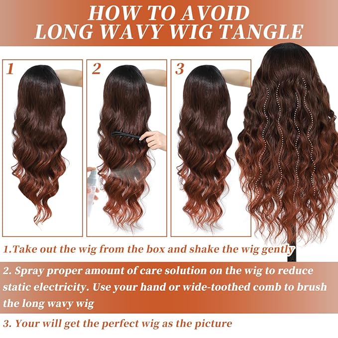 Synthetic 13x4 HD Lace Front Wigs Pre Plucked 26 Inch Long Wavy Ombre Burgundy with Black 100% Futura Premium Lace Wigs For Black Women Ready to Wear Daily Party Use
