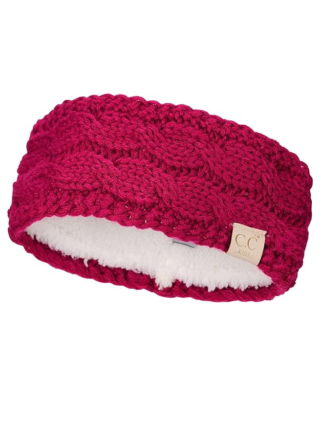 C.C Children's Kids' Winter Warm Cable Knit Fuzzy Lined Ear Warmer Headband