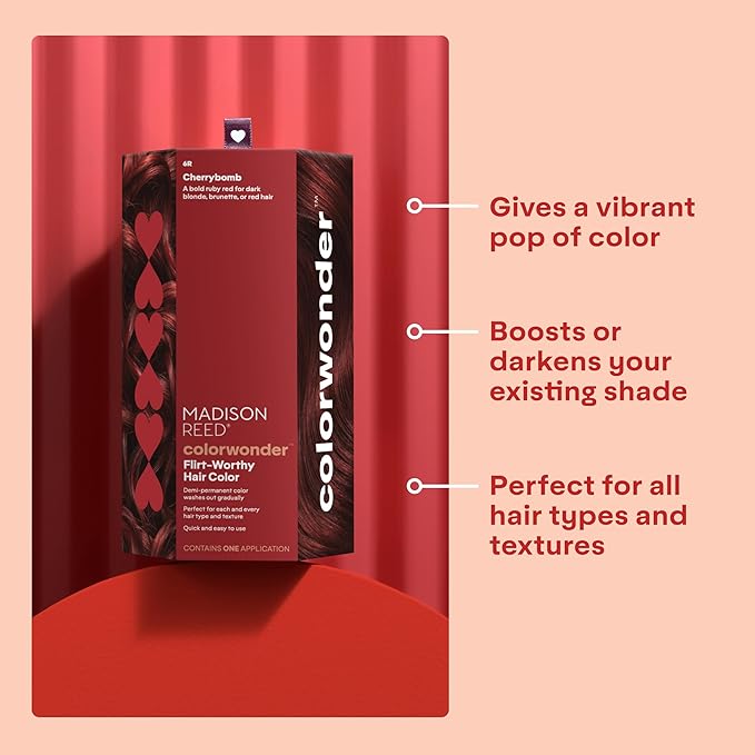 Madison Reed colorwonder Demi-Permanent Hair Color, Effortless At-Home Hair Dye, Ammonia-Free, Cruelty-Free, CherryBomb (6R Medium Ruby Red), Pack of 2