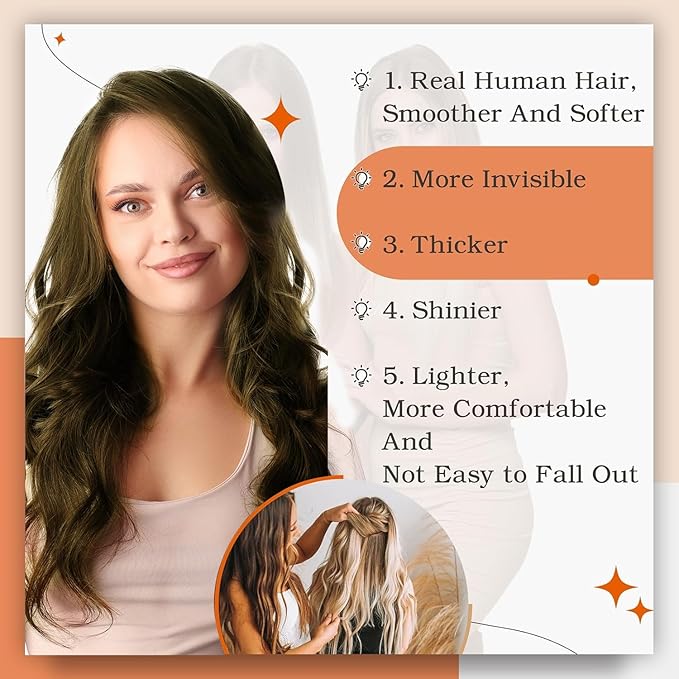 Full Shine Remy Tape in Hair Extensions Human Hair Long Silky Straight Hair Extensions Color 3 Brown Tape ins 50Gram Invisible Extension Seamless Skin Weft Extension 20Pcs 22 Inch Natural