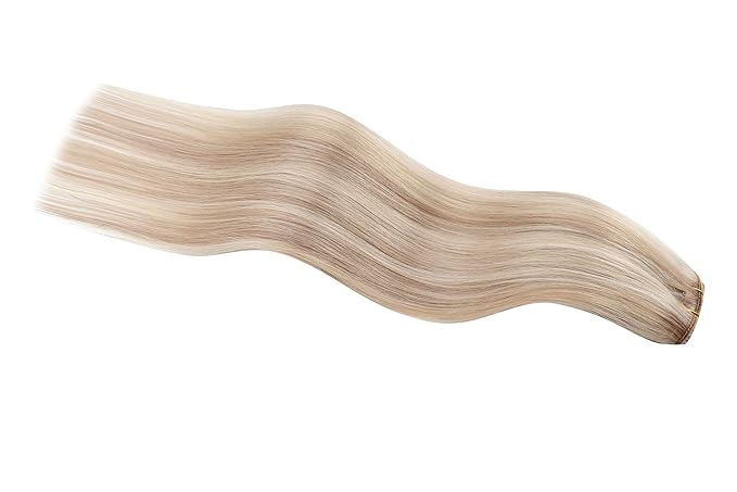 Full Shine Clip in Hair Extensions 3 Pcs 60 G Ash Blonde Highlights Bleach Blonde Human Hair Extension Clip ins Invisible Hair Extensions for Thin Hair 20 Inch