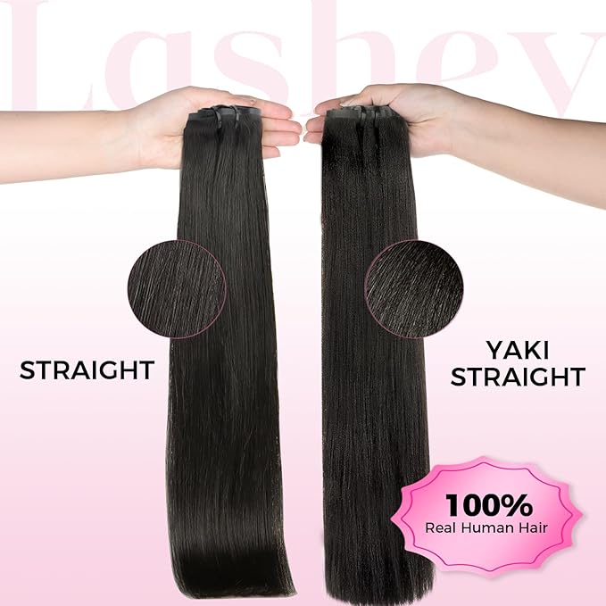 Lashey Seamless Clip in Hair Extensions Human Hair 120g 7pcs Straight Thick Remy Human Clip in Hair Extensions with Full End 20 Inch Natural Black