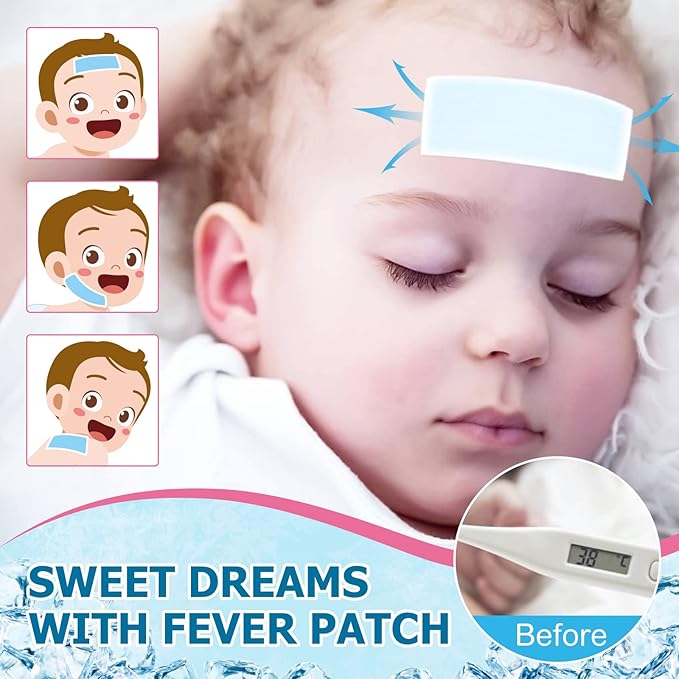 40 Sheets Fever Patches for Kids - Hot Weather Cooling Gel Patches for Adults - Headache Patches - Forehead Fever Cool Pads