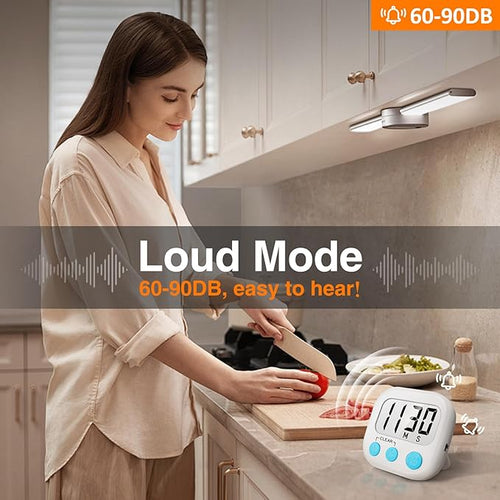 12 Pack Digital Kitchen Timers for Cooking Magnetic Timer for Cooking Loud Alarm White