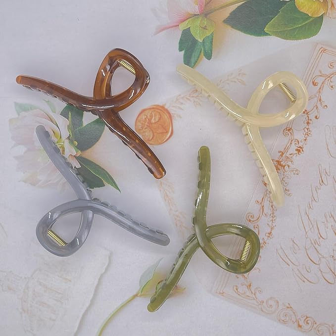 Big Hair Claw Clips Non-Slip Hair for Women and Girls with Long, Thick Hair Jelly & Matte Clips (Jelly-B 4pcs 5.1")