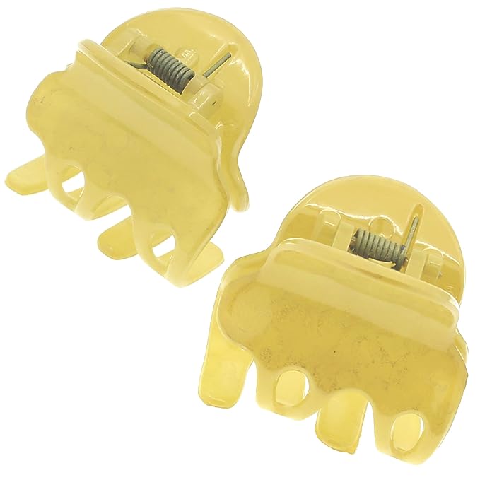 Camila Paris CP3132 French Hair Clip for Women, Set of 2 Small Yellow Girls Hair Claw Clips Fashion Durable Hair Accessories for Women, Luxury Ladies Strong Hold No Slip Grip Clamp, Made in France