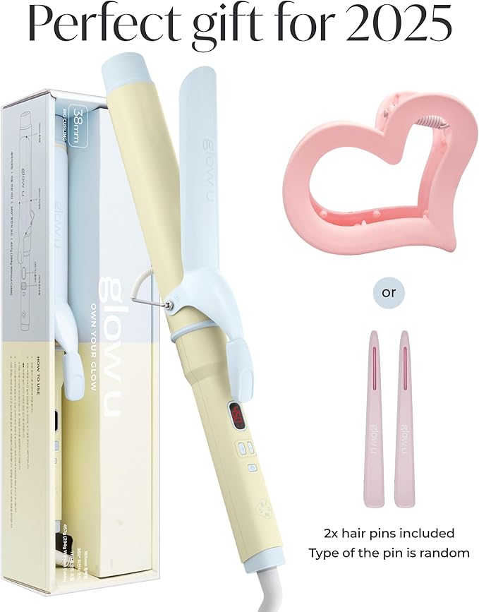 Curling Iron 1 1/2 Inch - 7.3" Long Barrel Ceramic Hair Curler for Blowout, Beach Waves - Curling Wand Designed for Long Hair - Marshmallow