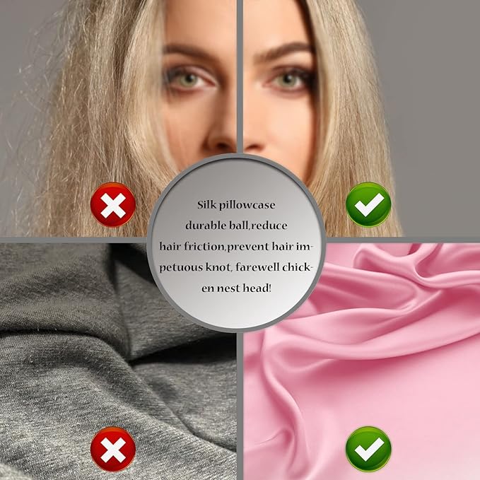Natural Mulberry Silk Pillowcase for Hair and Skin Standard Size 20"X 26" Case with Hidden Zipper Soft Breathable Smooth Cooling Silk Pillow Covers for Sleeping(Pink,1Pcs)