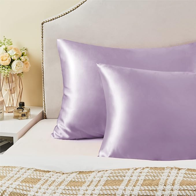 BEDELITE Satin Pillowcase for Hair and Skin, Super Soft Similar to Silk Pillow Cases 4 Pack with Envelope Closure, Cooling Pillowcases for Women Men (20"x30" Queen Size, Lavender)