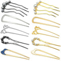 10 PCS French Hair Pins for Women, Lightweight French Twist Hair Pins U-Shaped Pearl French Pins, Bun and Updo Hair Styling Pins Metal Hair Fork Hair Accessories