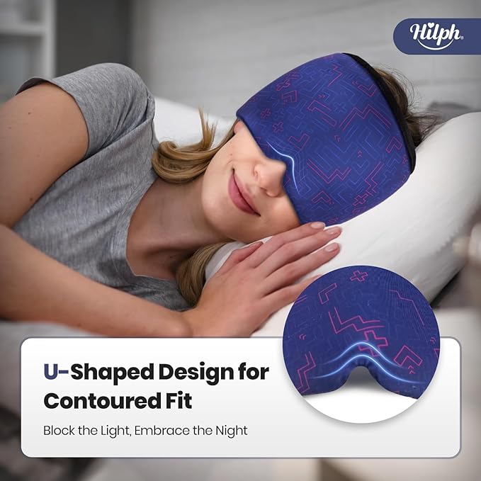 Hilph Adjustable Migraine Relief Cap with Thickened Gel Cold Compress, Headache Relief Cap, Face Cooling Mask Gel Head Wrap for Tension, Stress & Hangover, Soothing Gifts for Women Men Blue