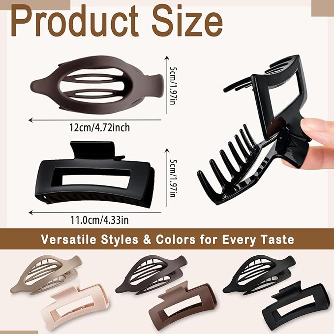 6 PCS Flat Hair Clips for Women Girls，French Flat Claw Clips & Cloud Claw Clips，Large Non-Slip Strong Hold Styling Barrettes Accessories for Thick & Thin Hair，Perfect for Everyday Use-Leopard5