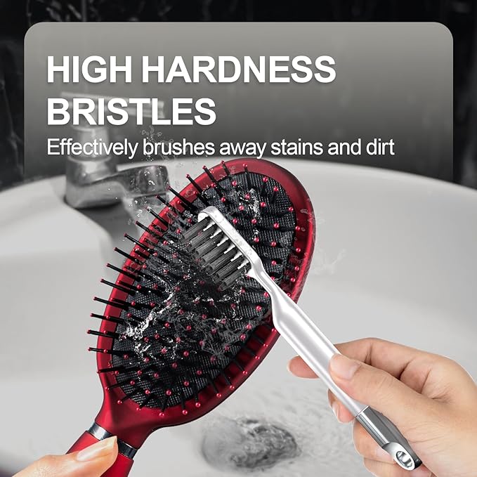 Boar Bristles Hair Brush for Women and Men, Detangling Hair Brush for Smoothing Massage Add Shine, Nylon&Boar Bristles Detangler brush for Hair Healthy (CleanerTool-White)