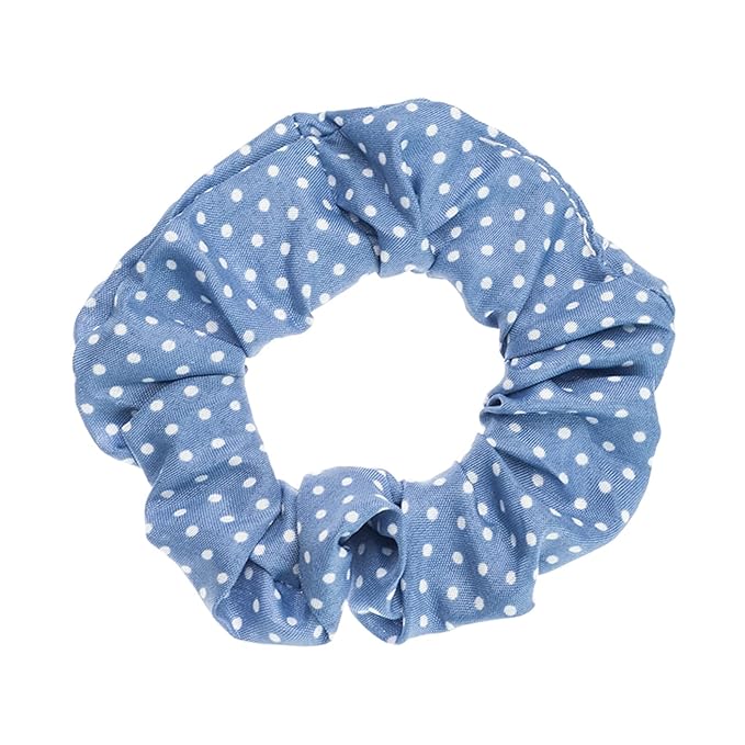 Blue Plaid Scrunchies Set - 5 Bandana Hair Ties for Women