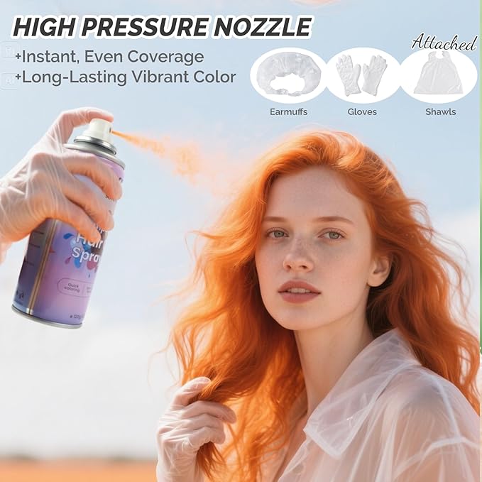 Orange Temporary Hair Color Spray, SOVONCARE Natural Hair Wax Dye Spray for Kids Halloween, Christmas Party, Cosplay -On 1-Day Washable 120ML