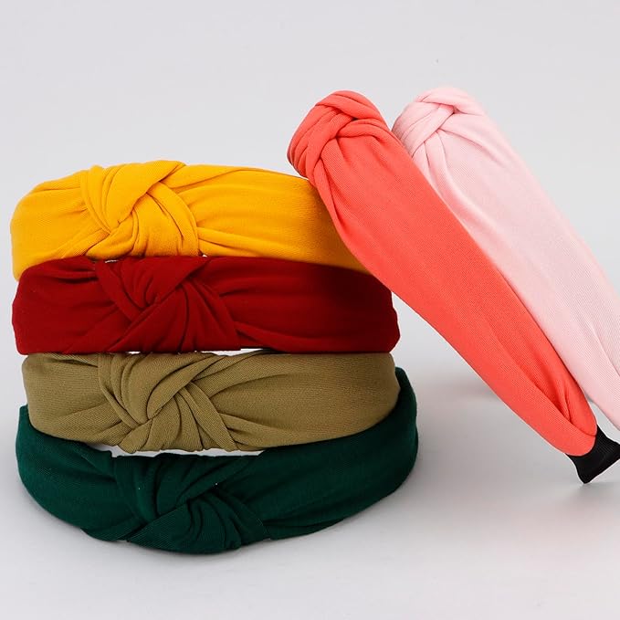 VELSCRUN Hairband, 12 Pack Colorful Headbands for Women Non Slip Wide Girls Head Bands Cute Boho Natural Knotted Headbands Hair Accessories Womens Fashion