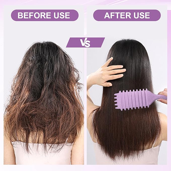 Curly Hair Brush,Curl Defining Brush,Boar Bristle Hair Brush for Combing and Shaping,Reduce Pulling and Curl Separation For Defined Curls(Purple)