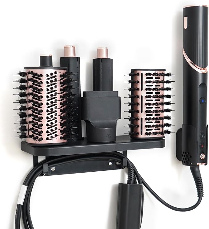 KEEPOW Hair Dryer Holder Compatible with Shark FlexStyle, Wall Mount Hair Dryer Organizer Blow Dryer Holder, Storage Rack with Cord Hanger for Attachment Curlers Brushes Diffuser Accessories