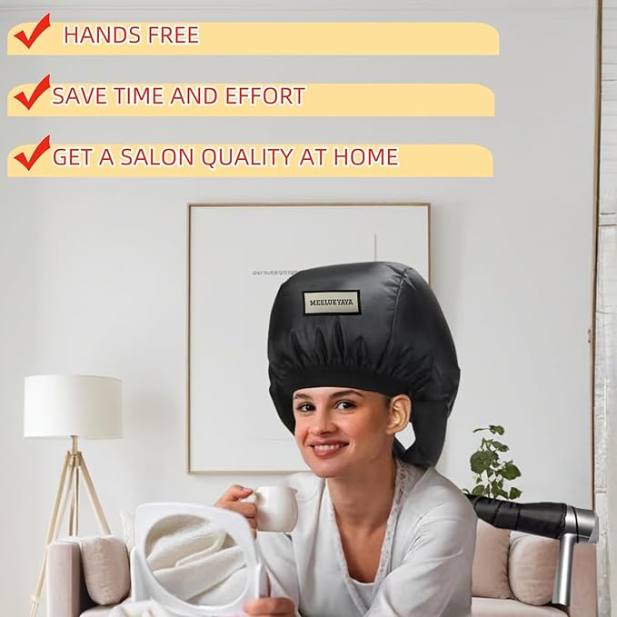 Bonnet Hair Dryer for Curly Hair,Upgraded Double Tubes Even Heat Distribution,Hairstyling Dryer Cap for Women,Diffuser Cap for Curls Hair Portable, Deep Conditioning for All Hairstyles at Home(size M)