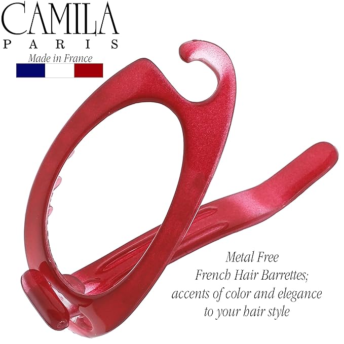 Camila Paris CP3118 French Hair Barrette Clip, Flexible Ponytail Holder No Metal Parts, Strong Hold Grip Hair Clips for Women, No Slip and Durable Styling Girls Hair Accessories, Made in France