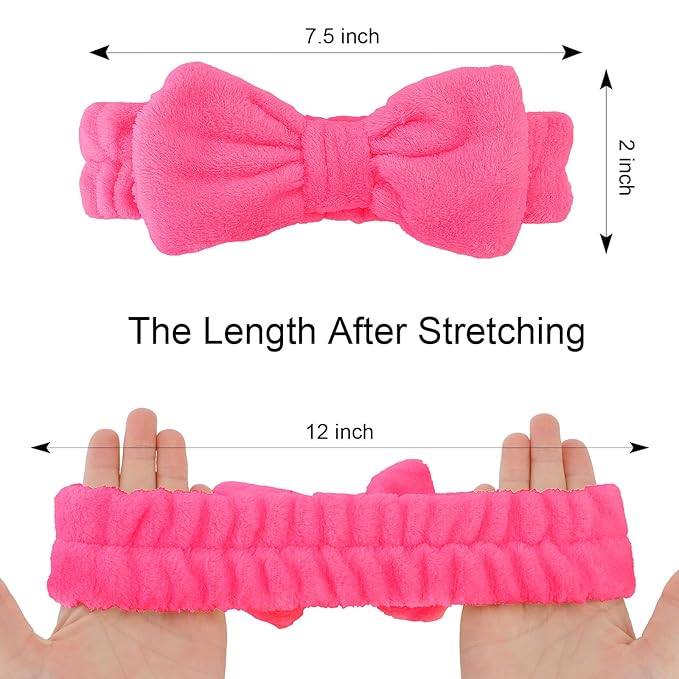 Casoty 6 Pcs Spa Headbands, Hair Holder for Washing Face, Soft Coral Fleece Makeup Headband for Washing Face, Bow Hair Bands, Skin Care Headband for Face Washing Shower Skin Care Yoga