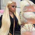 613 Wig 38 Inch 13x6 HD Transparent Lace Full and Thick Human Hair Straight 200 Density 613 Lace Frontal Wigs Glueless Pre Plucked With Baby Hair 613 Blonde Wigs for Women