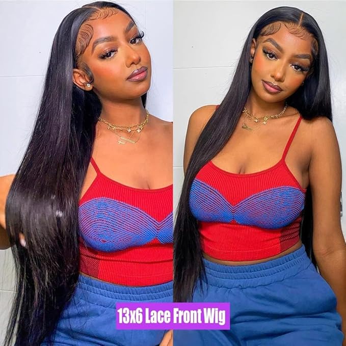 13x6 Straight Lace Front Wigs Human Hair 200 Density HD Lace Front Human Hair Wigs for Black Woman Brazilian Lace Frontal Wigs Pre Plucked 22 Inch