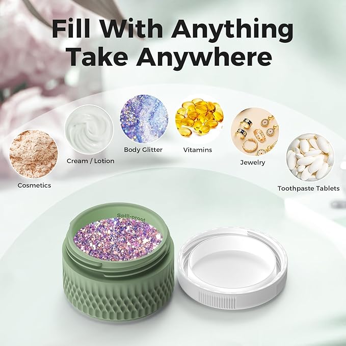 Silicone Cream Jars BPA Free, TSA Approved 1.3oz Travel Size Containers, Leak-proof Travel Essentials with Lid for Cosmetic Face Hand Body Cream