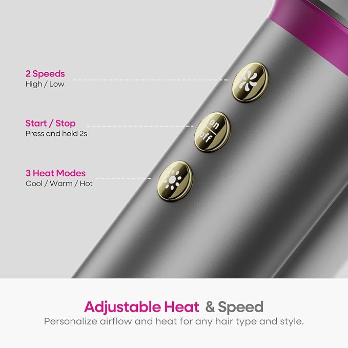 7 in One Hair Dryer with Auto Wrap Curlers, Negative Ionic, No Heat Damage, Blow Dryer Brush, Fast Drying & Frizz-Free Styling, Hot Air Styler, Straightener&Volumizing Brush with Storage Bag